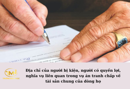 Địa chỉ của người bị kiện, người có quyền lợi, nghĩa vụ liên quan trong vụ án tranh chấp về tài sản chung của dòng họ (Ảnh minh họa)