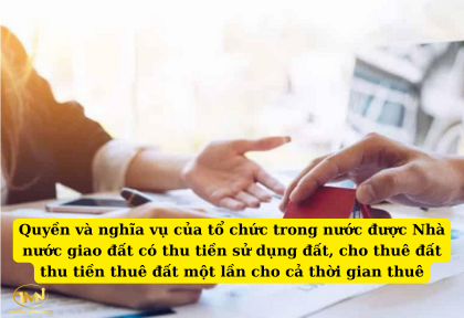 Quyền và nghĩa vụ của tổ chức trong nước được Nhà nước giao đất có thu tiền sử dụng đất, cho thuê đất thu tiền thuê đất một lần cho cả thời gian thuê (Ảnh minh họa)