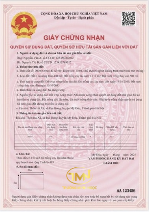 Giấy chứng nhận quyền sử dụng đất, quyền sở hữu tài sản gắn liền với đất (Ảnh minh hoạ)
