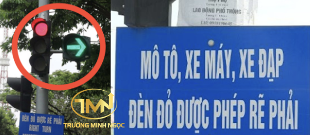 Những trường hợp xe máy, ô tô được phép rẻ phải khi có đèn đỏ (Ảnh minh hoạ)
