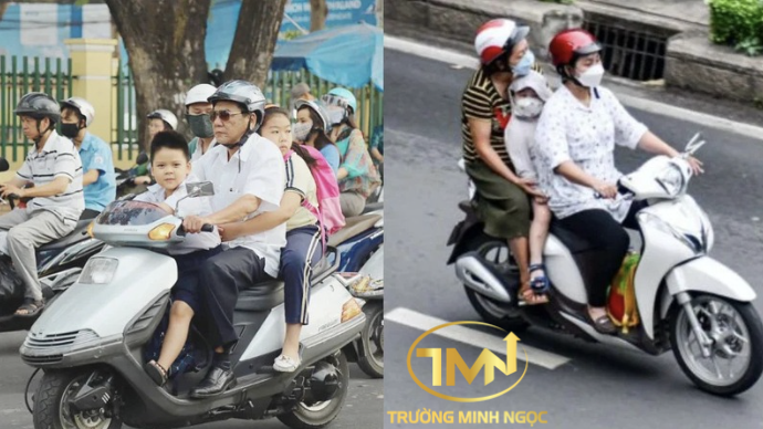 Các trường hợp xe máy được phép chở hai người từ ngày 01/01/2025 (Ảnh minh hoạ)